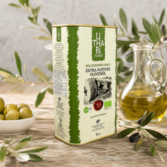 LiTHARI Organic Extra Virgin Olive Oil - 1 L Metal Tin