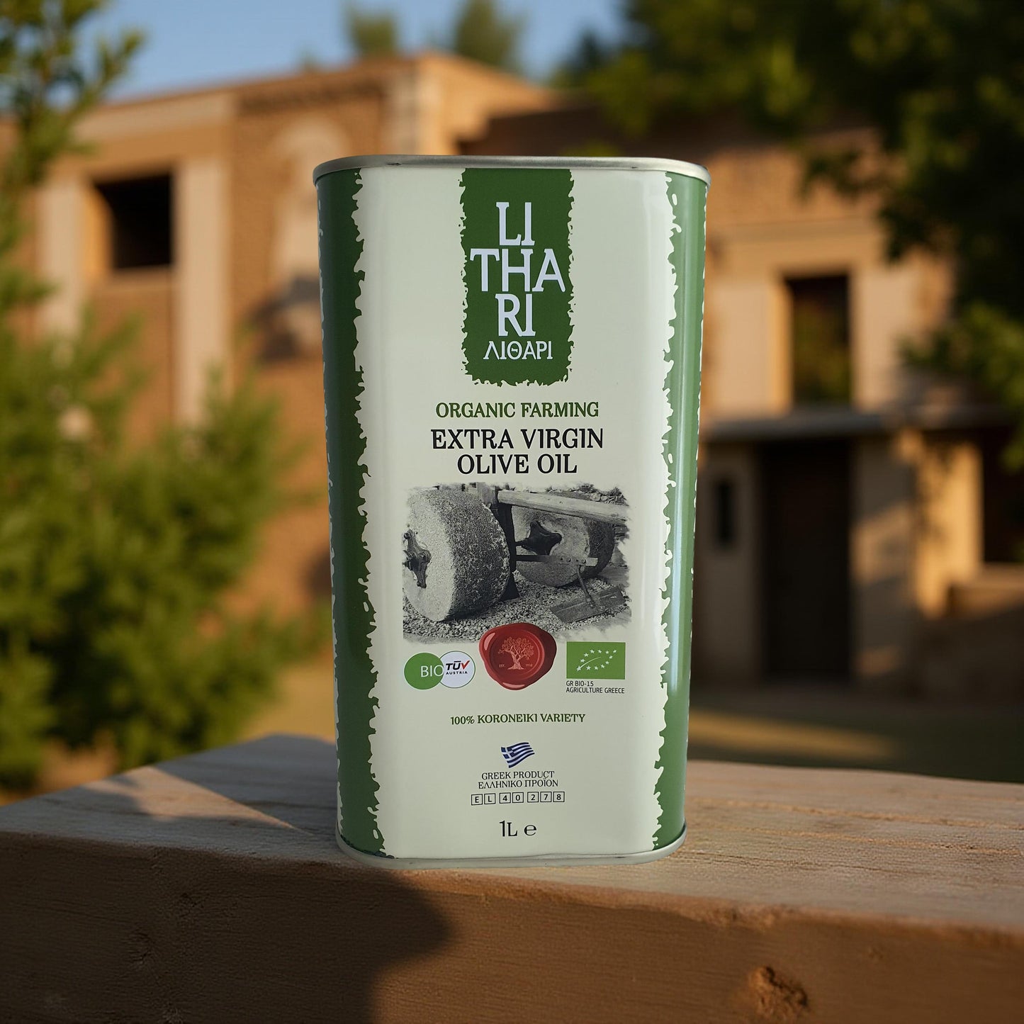 LiTHARI Organic Extra Virgin Olive Oil - 1 L Metal Tin