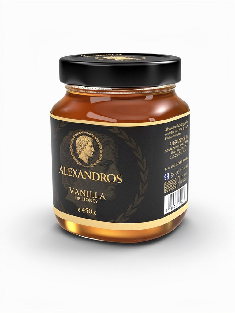 Rauwe Griekse dennenhoning met vanillesmaak, 450 g