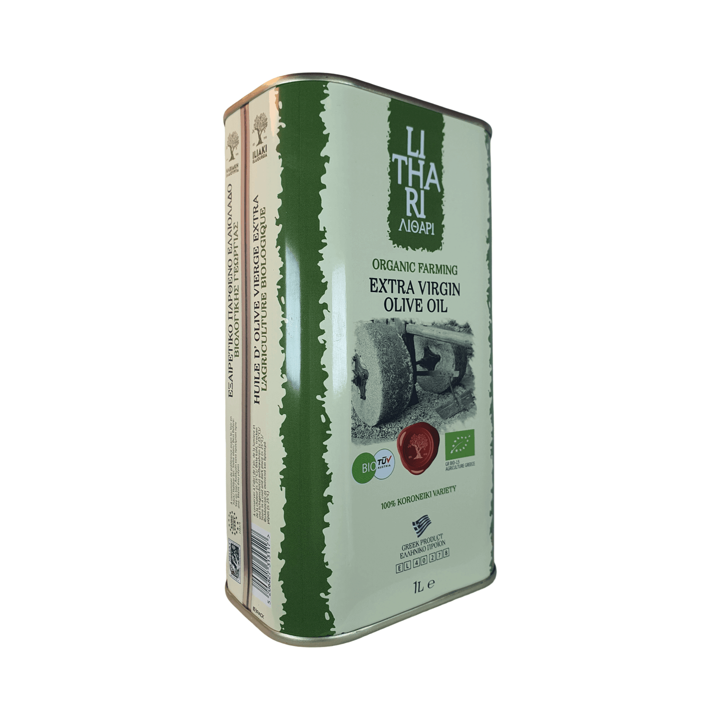 LiTHARI Organic Extra Virgin Olive Oil - 1 L Metal Tin