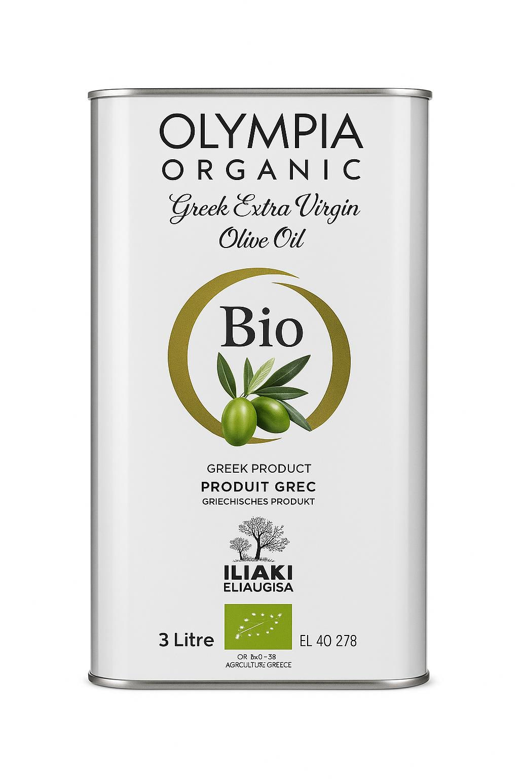 Olympia Organic Extra Virgin Olive Oil - 3 L Metal Tin