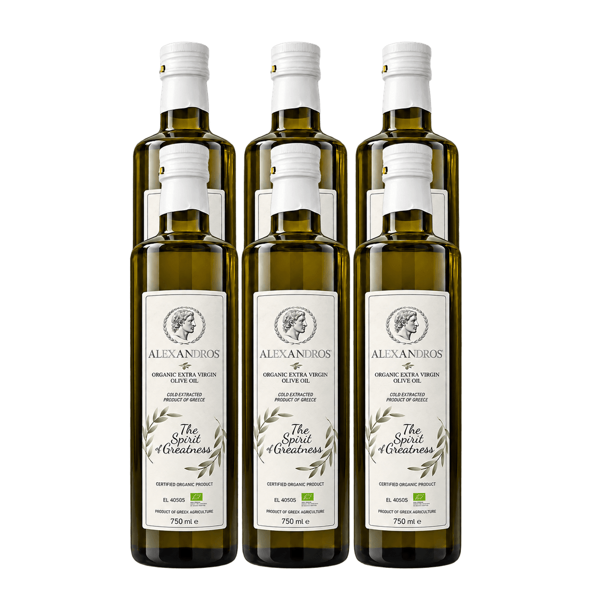 Alexandros Organic Extra virgin Olive oil 750ml - Family Pack of 6