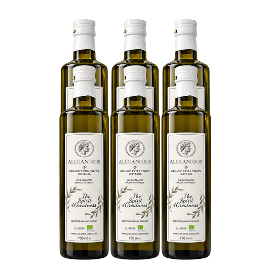 Alexandros Organic Extra virgin Olive oil 750ml - Family Pack of 6