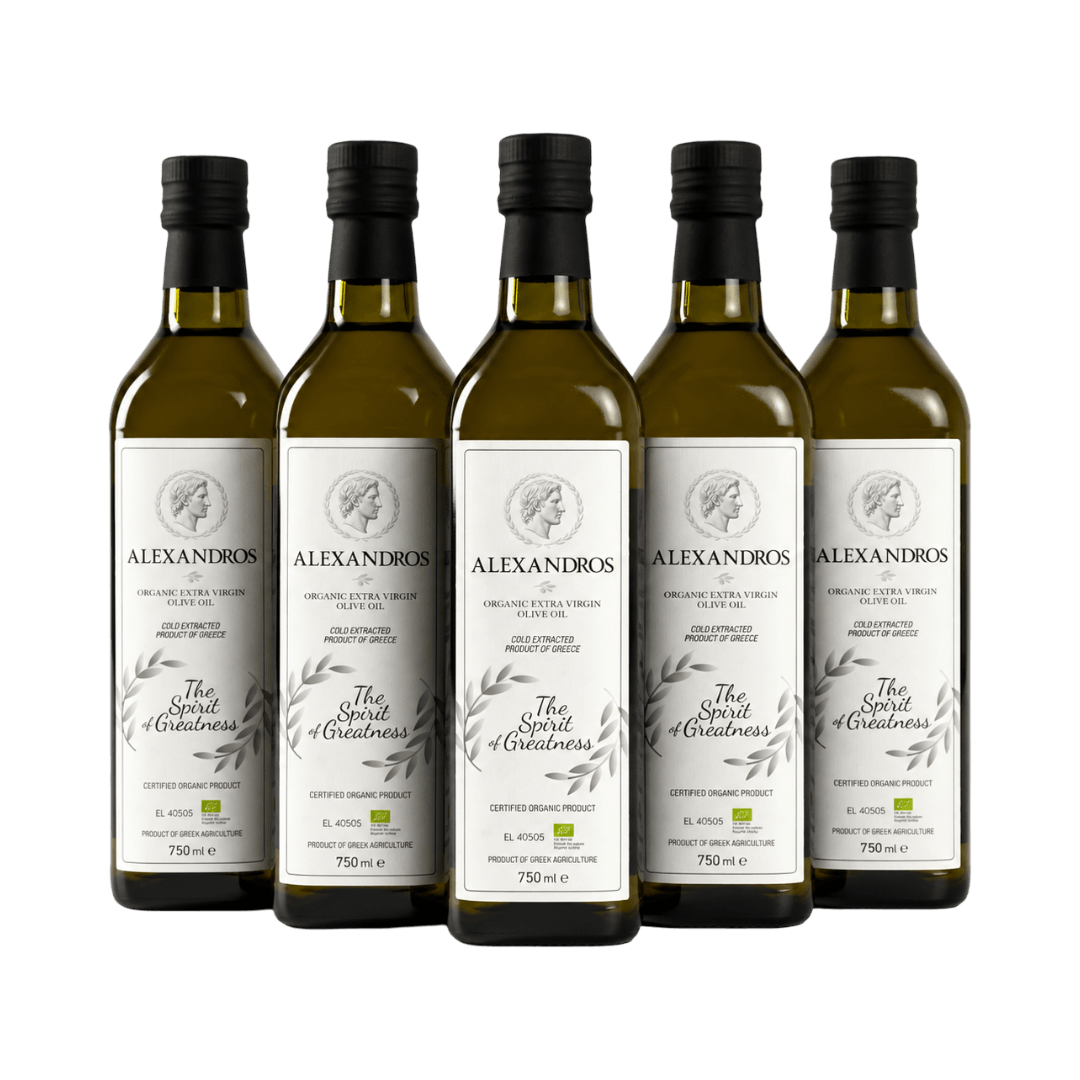 Alexandros Organic Extra virgin Olive oil 750ml - Family Pack of 6