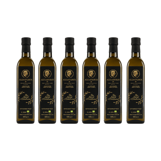 Alexandros Bio natives Olivenöl Extra 500ml – Familienpackung mit 6