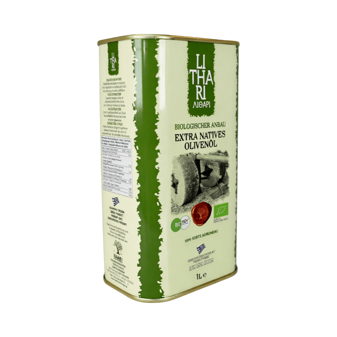 LiTHARI Organic Extra Virgin Olive Oil - 1 L Metal Tin