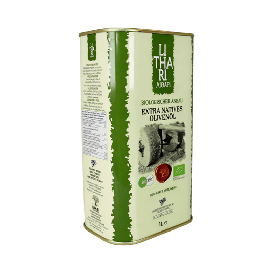 LiTHARI Organic Extra Virgin Olive Oil - 1 L Metal Tin