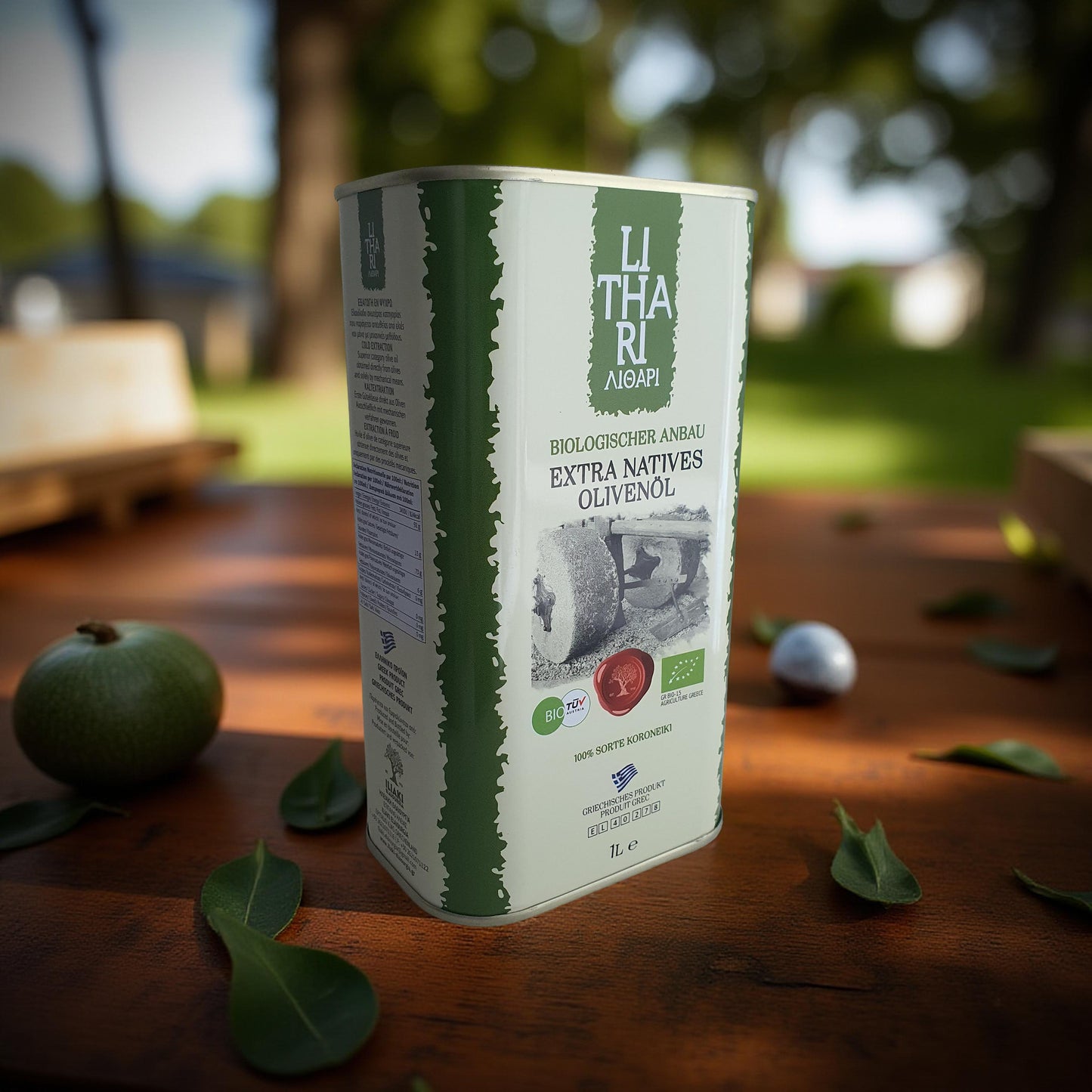 LiTHARI Organic Extra Virgin Olive Oil - 1 L Metal Tin