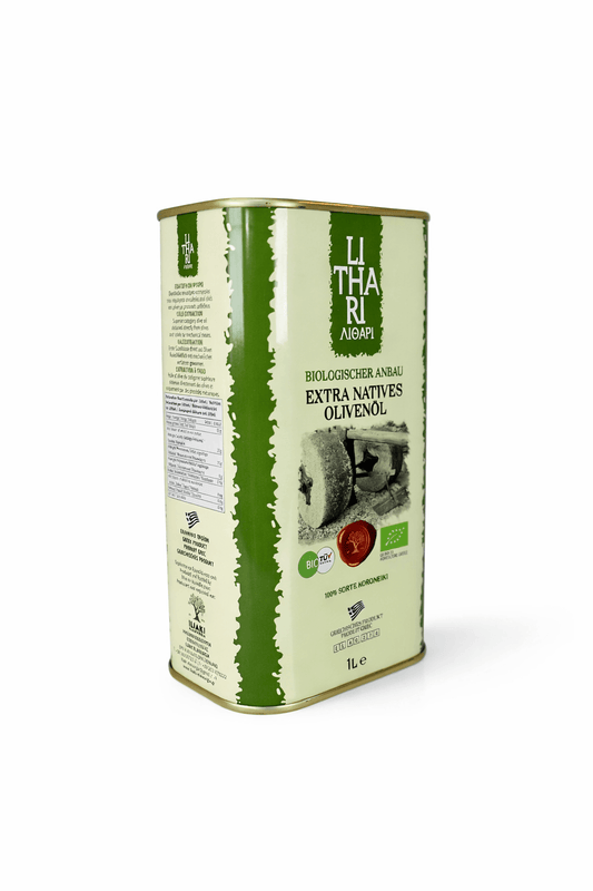 LiTHARI Organic Extra Virgin Olive Oil - 1 L Metal Tin