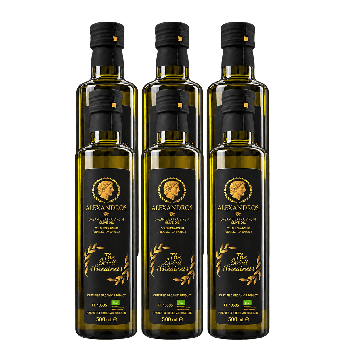 Alexandros Organic Extra Virgin olive oil 500ml - Family Pack of 6