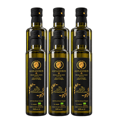 Alexandros Organic Extra Virgin olive oil 500ml - Family Pack of 6