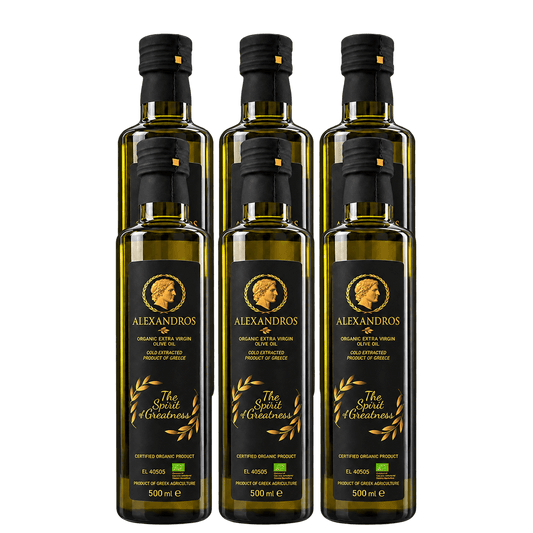 Alexandros Organic Extra Virgin olive oil 500ml - Family Pack of 6