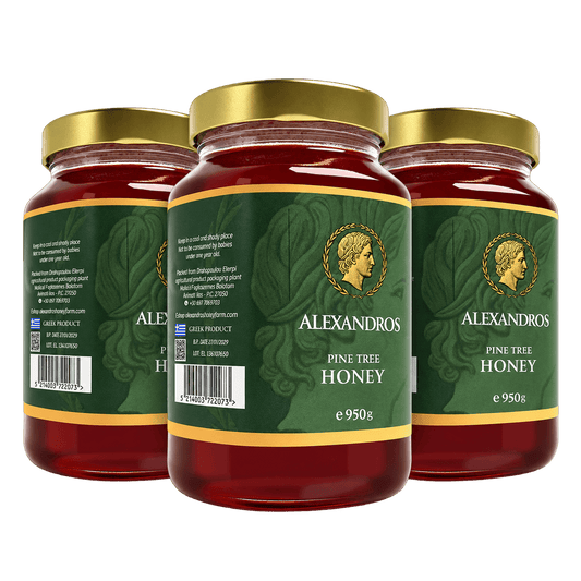 Raw Greek Pine Honey – 3 × 950g