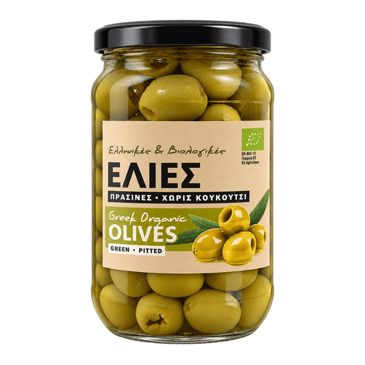 Greek Organic Green Pitted Olives – 670g